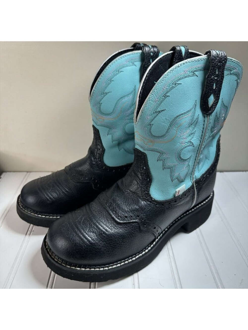 Justin Boots Gypsy Women's Size 10B L9905 Teal Blue Leather Cowboy Western Boho